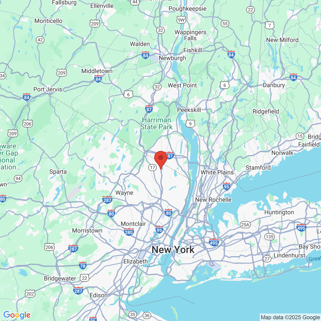 Google map image of our location in 50 Tice Blvd Woodcliff Lake, NJ