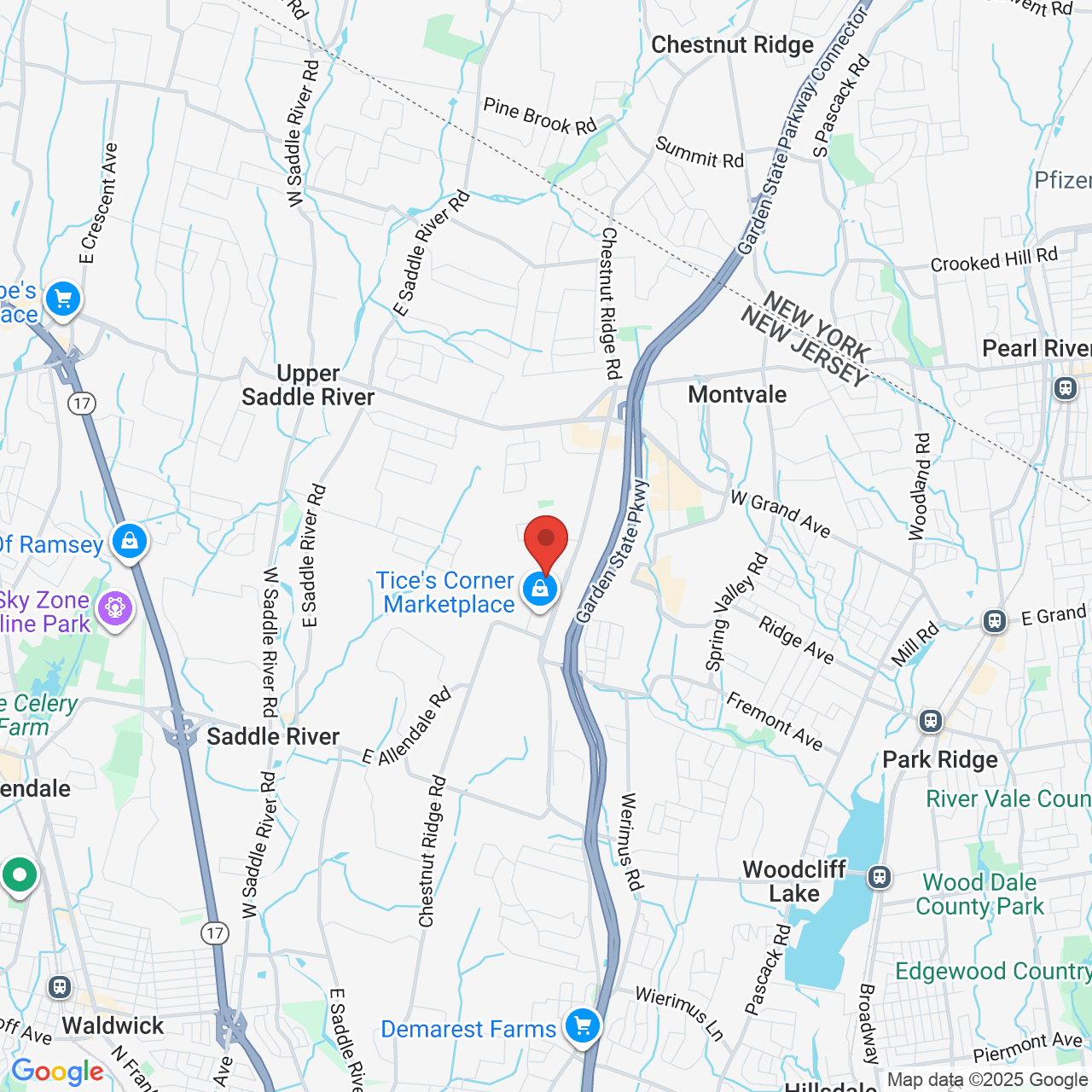 Google map image of our location in 50 Tice Blvd Woodcliff Lake, NJ